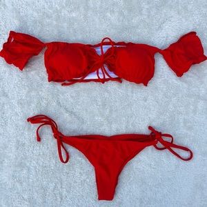 Red Off-Shoulder Bikini